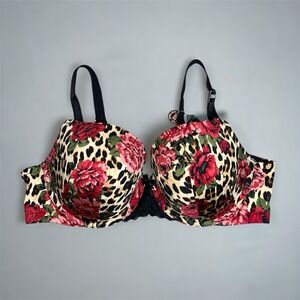 Torrid Curve Womens 360 Smooth Leopard Red Floral Push-Up T-Shirt Bra 40C NWT